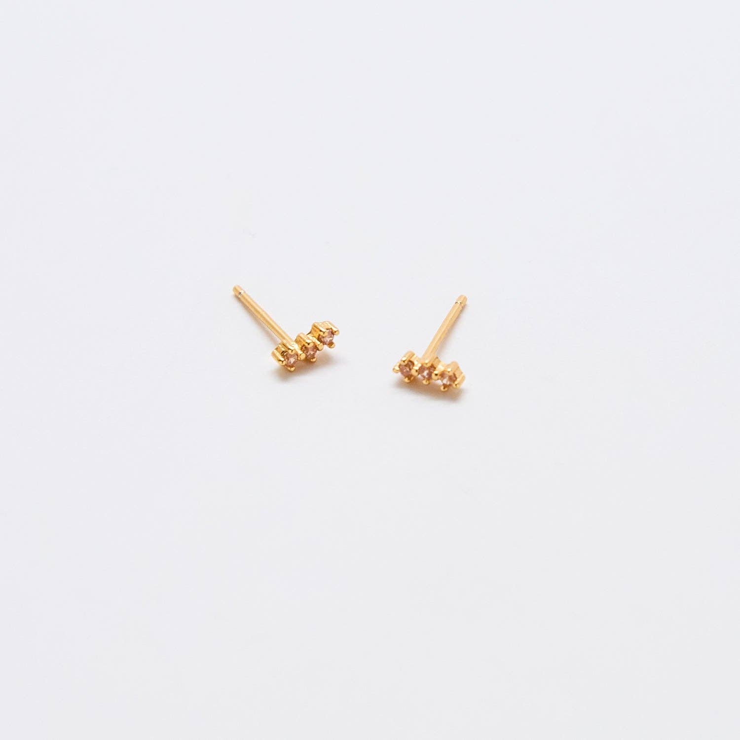 Champagne CZ Gold Bar Earrings