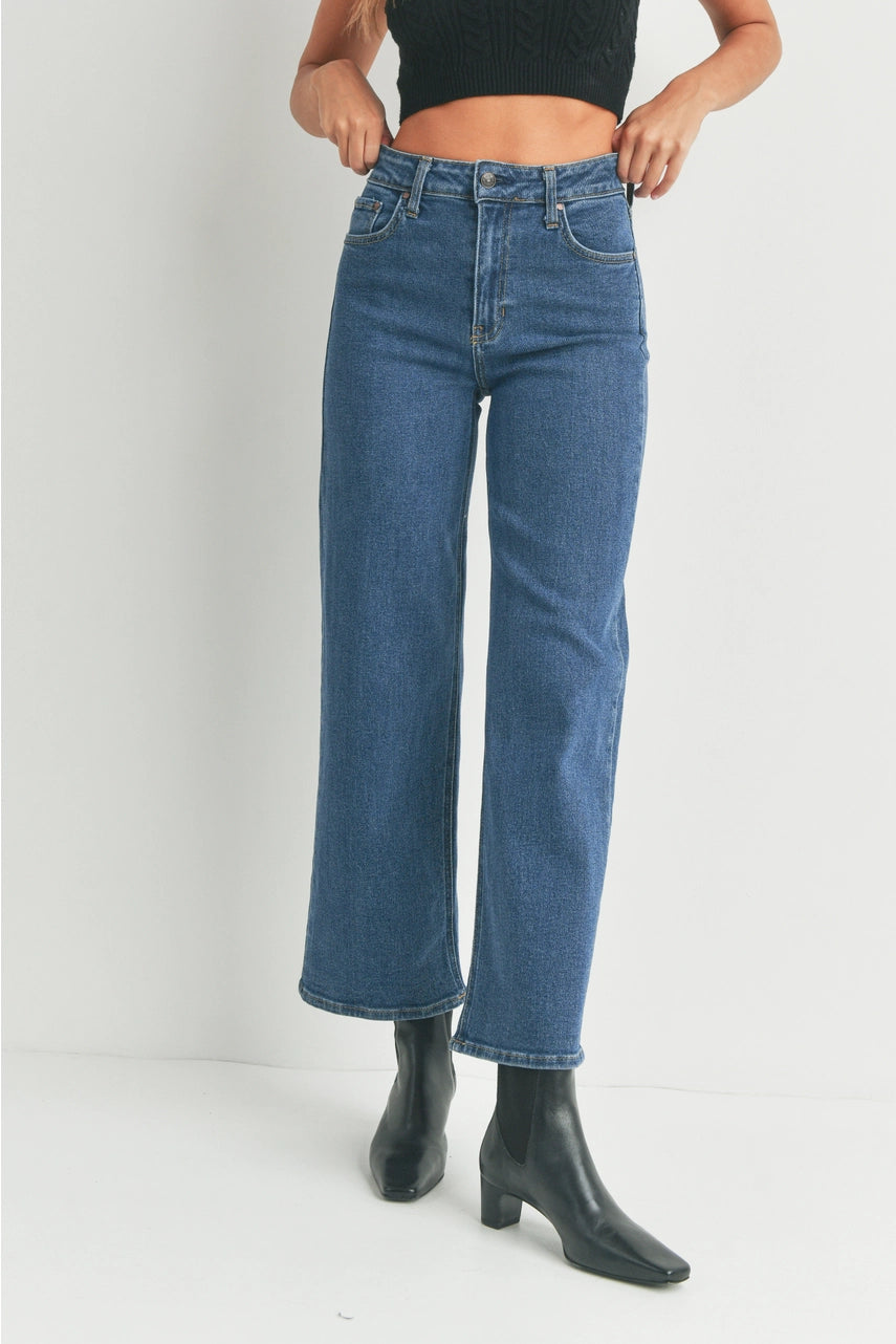 High Rise Full Length Straight Jeans