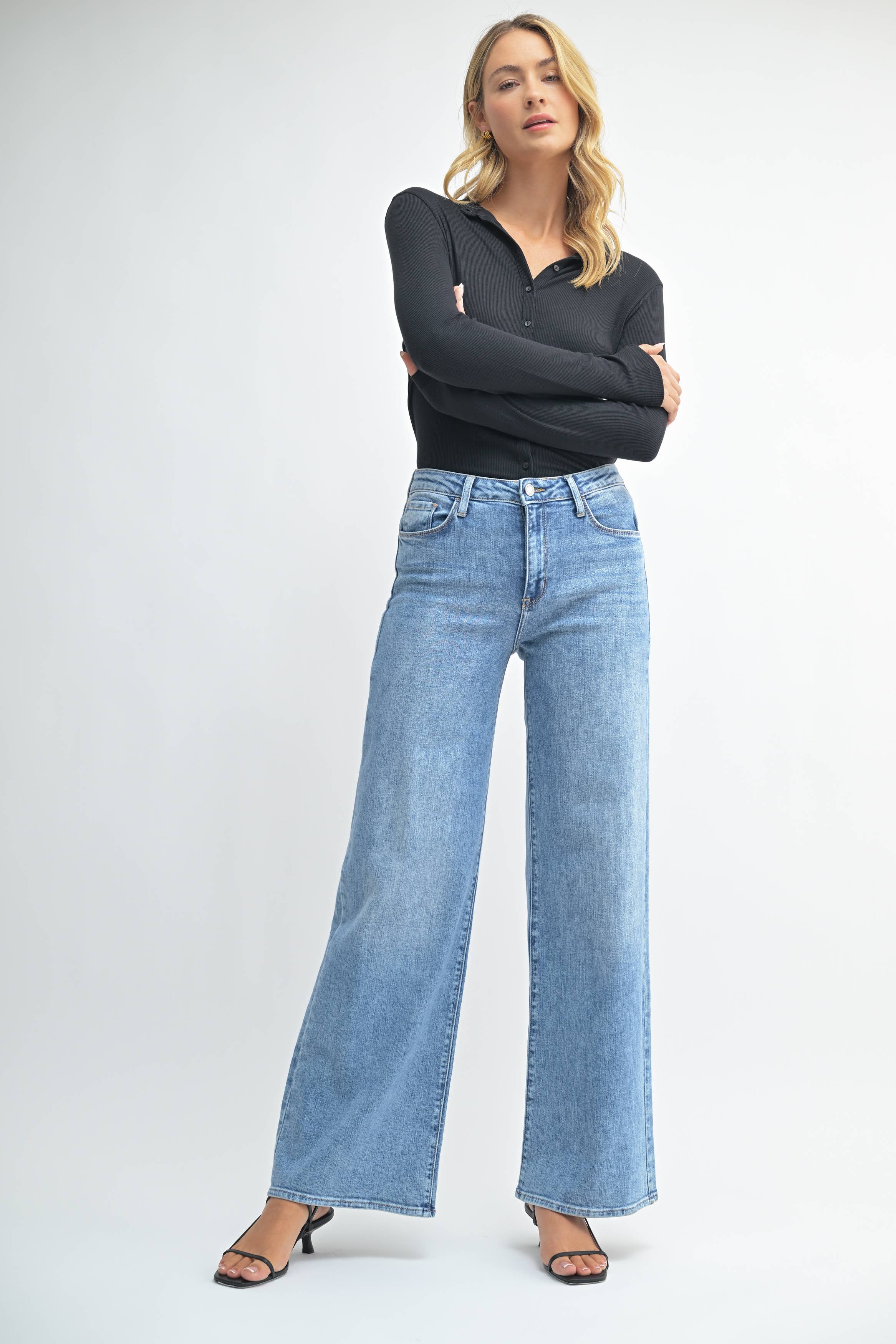 Stretchy Wide Leg Jeans