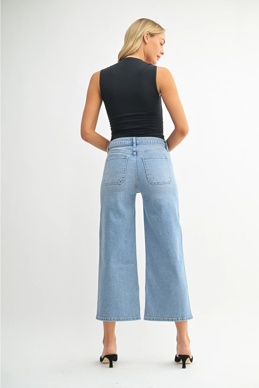 High Rise Cropped Wide Leg Jeans