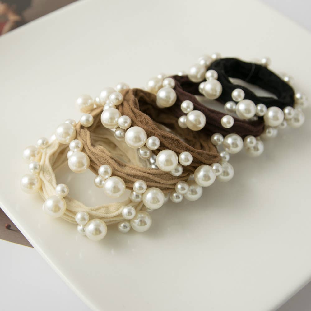 Textured Seamless Pearl Hair Tie Set - Proper