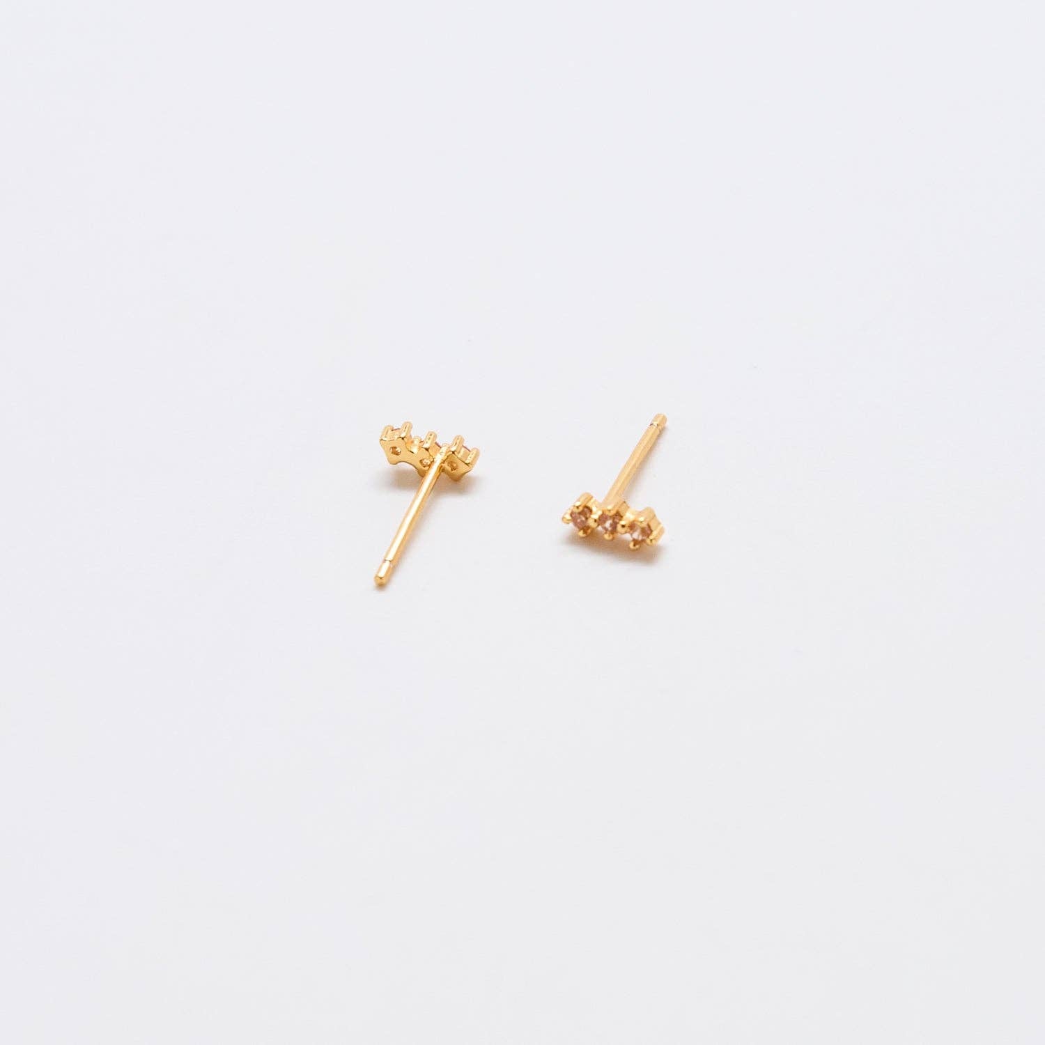 Champagne CZ Gold Bar Earrings