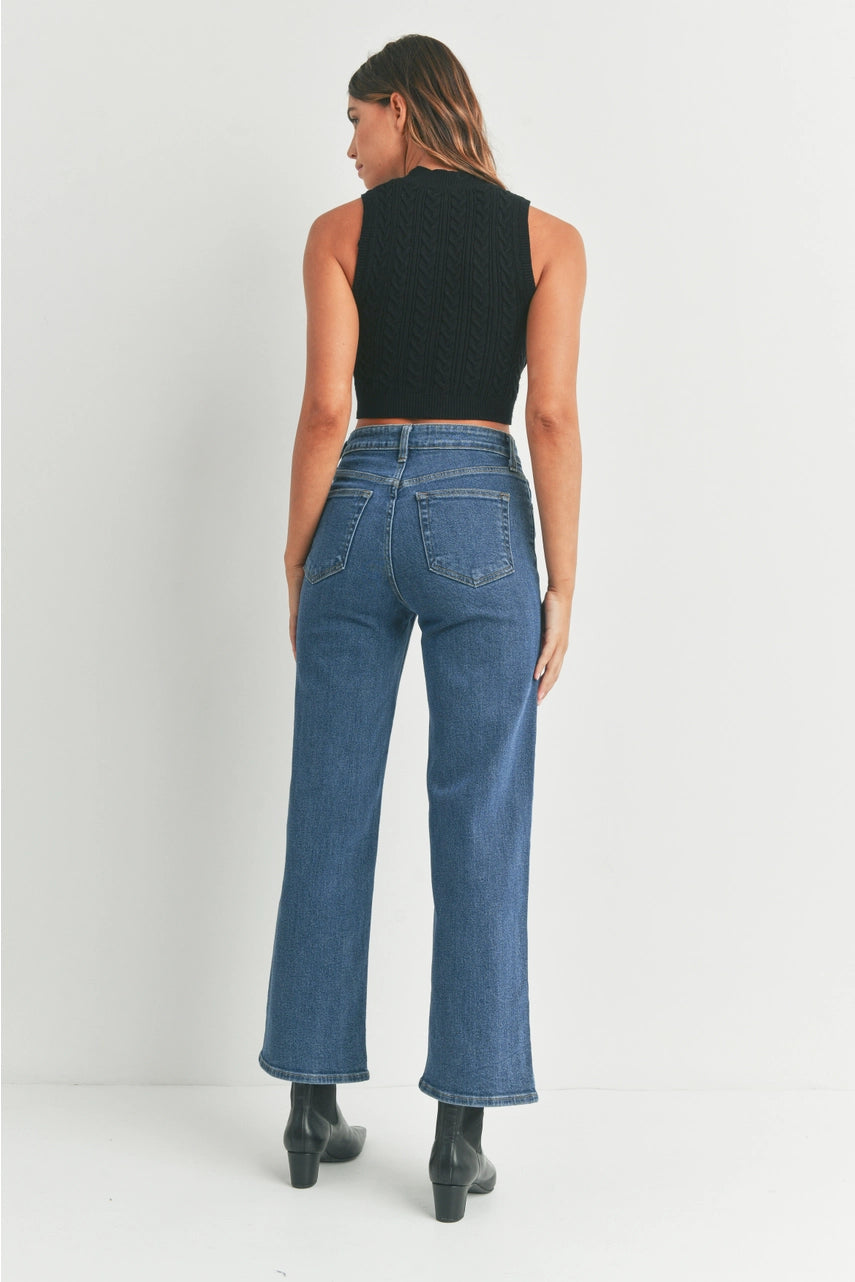 High Rise Full Length Straight Jeans