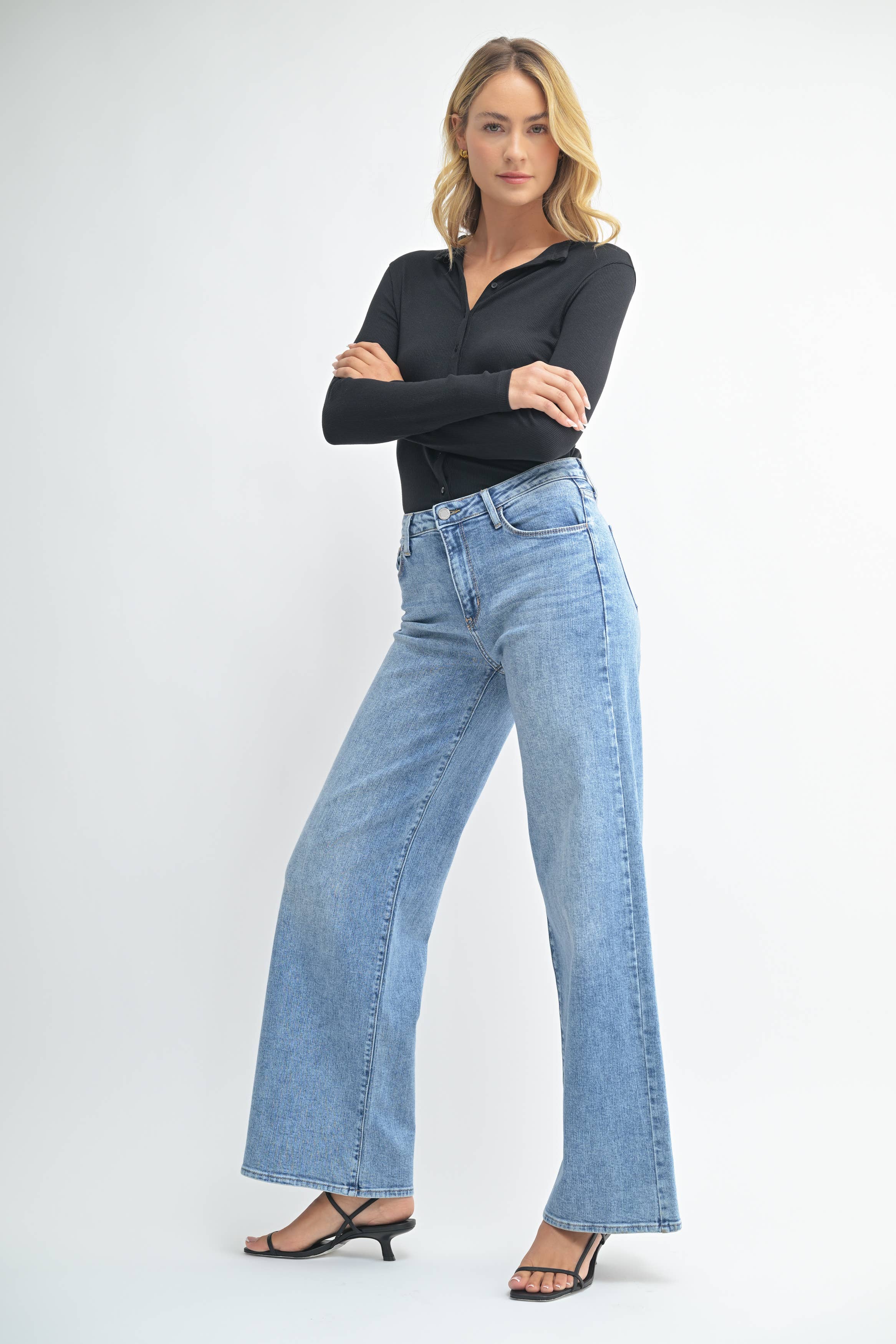 Stretchy Wide Leg Jeans