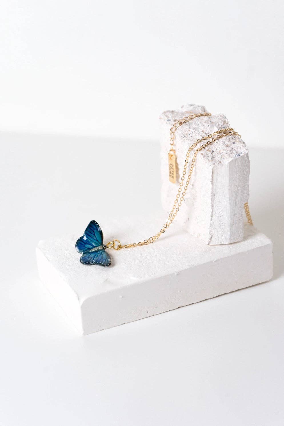 Tiny Flutter Blue Necklace