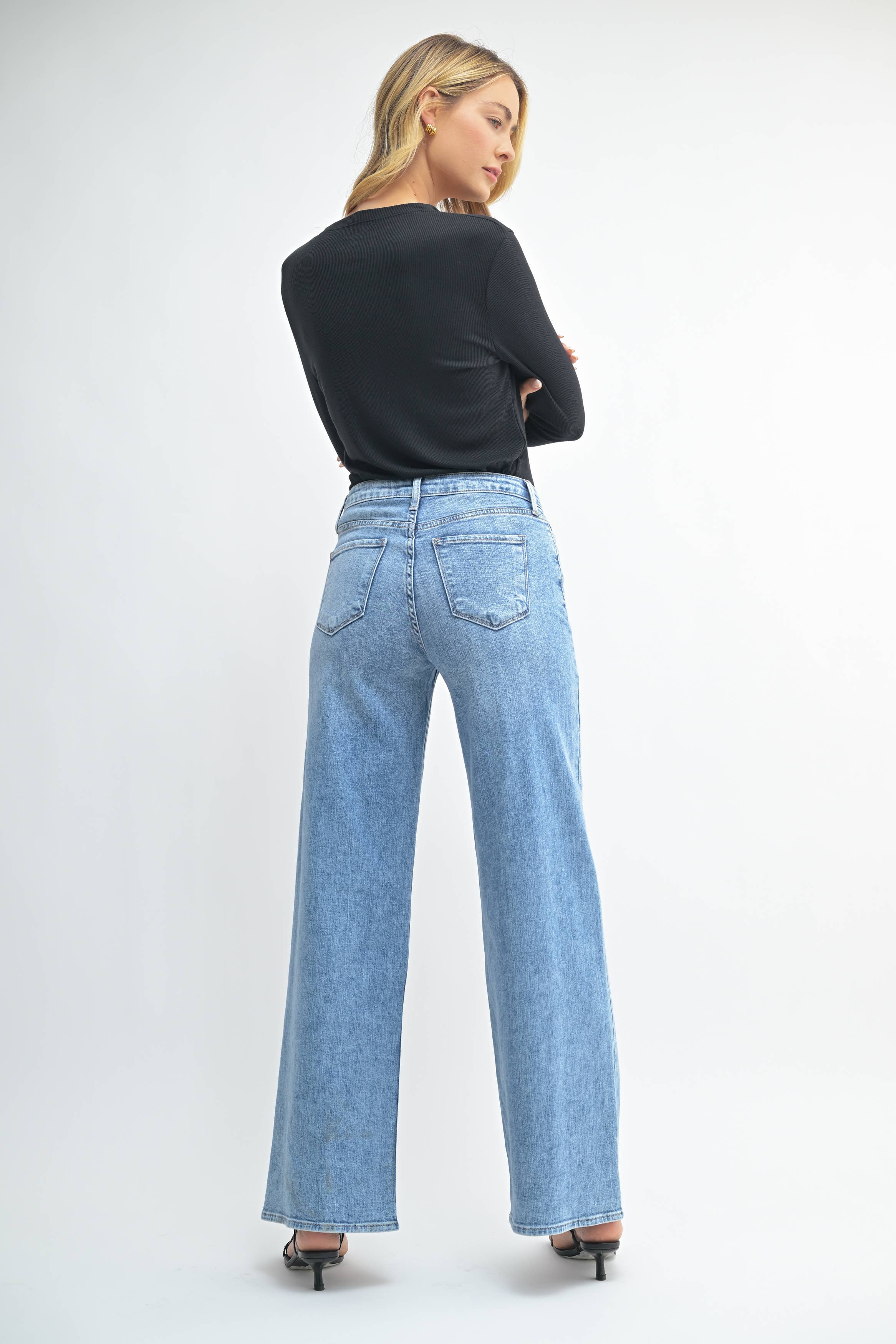 Stretchy Wide Leg Jeans