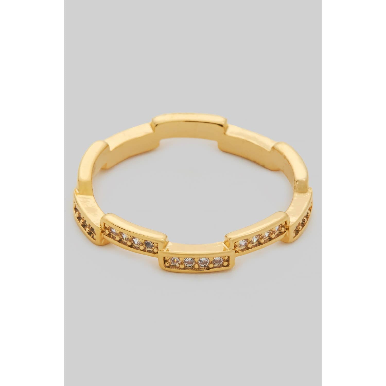 Brass Bar Pave CZ Ring