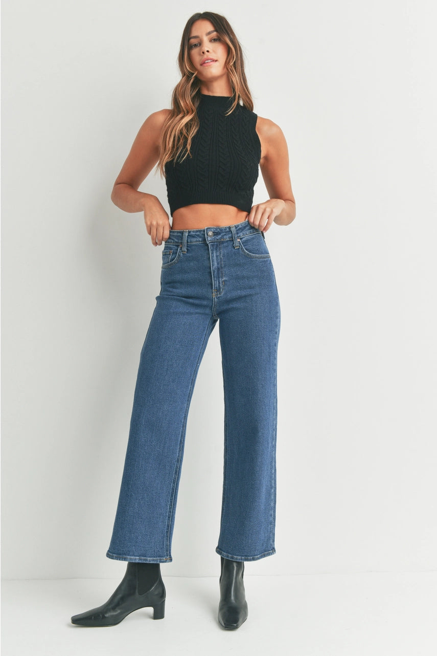 High Rise Full Length Straight Jeans