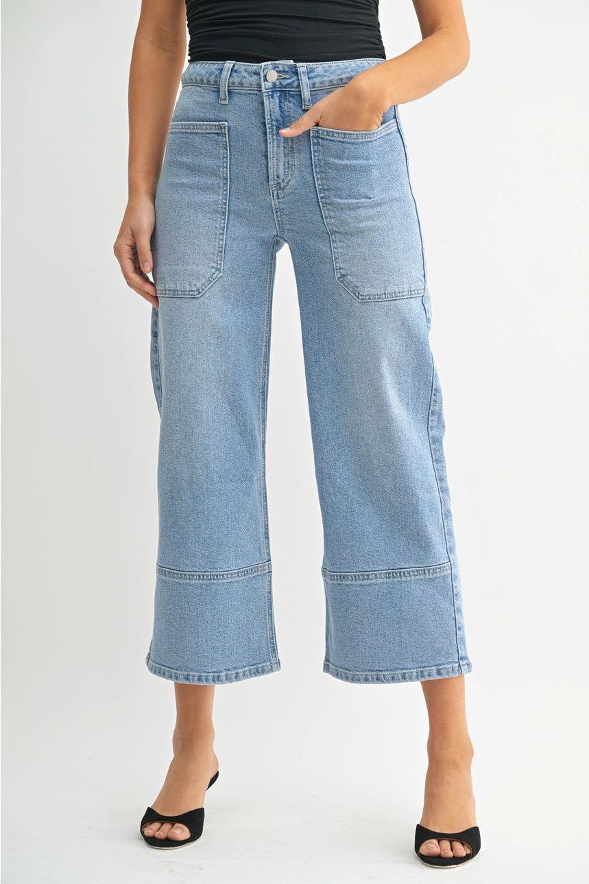 High Rise Cropped Wide Leg Jeans