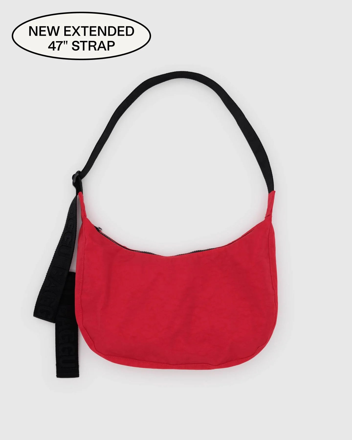 Baggu Medium Nylon Crescent Bag -  Candy Apple 47" Strap