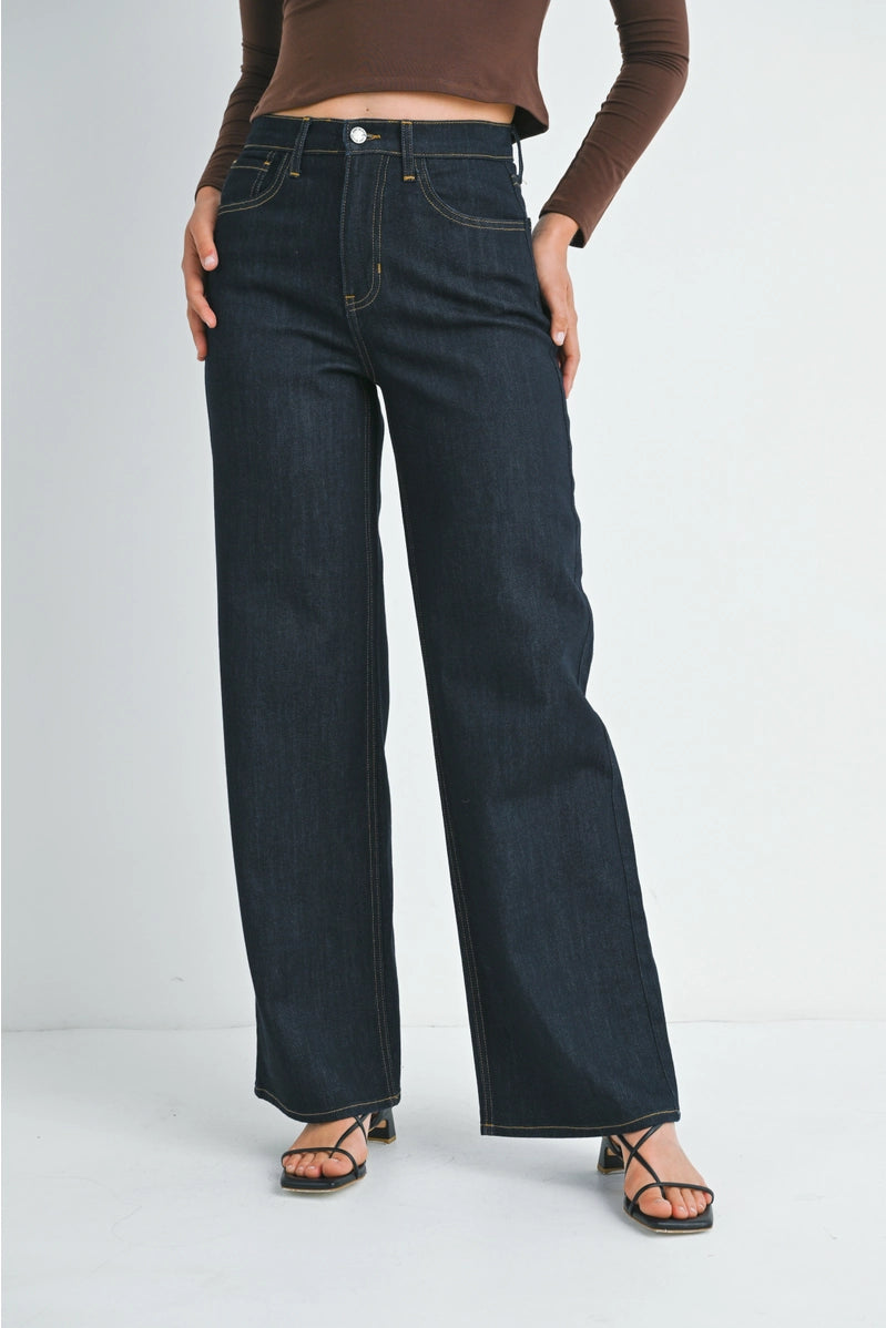 Dark Denim Relaxed Wide Leg Jeans