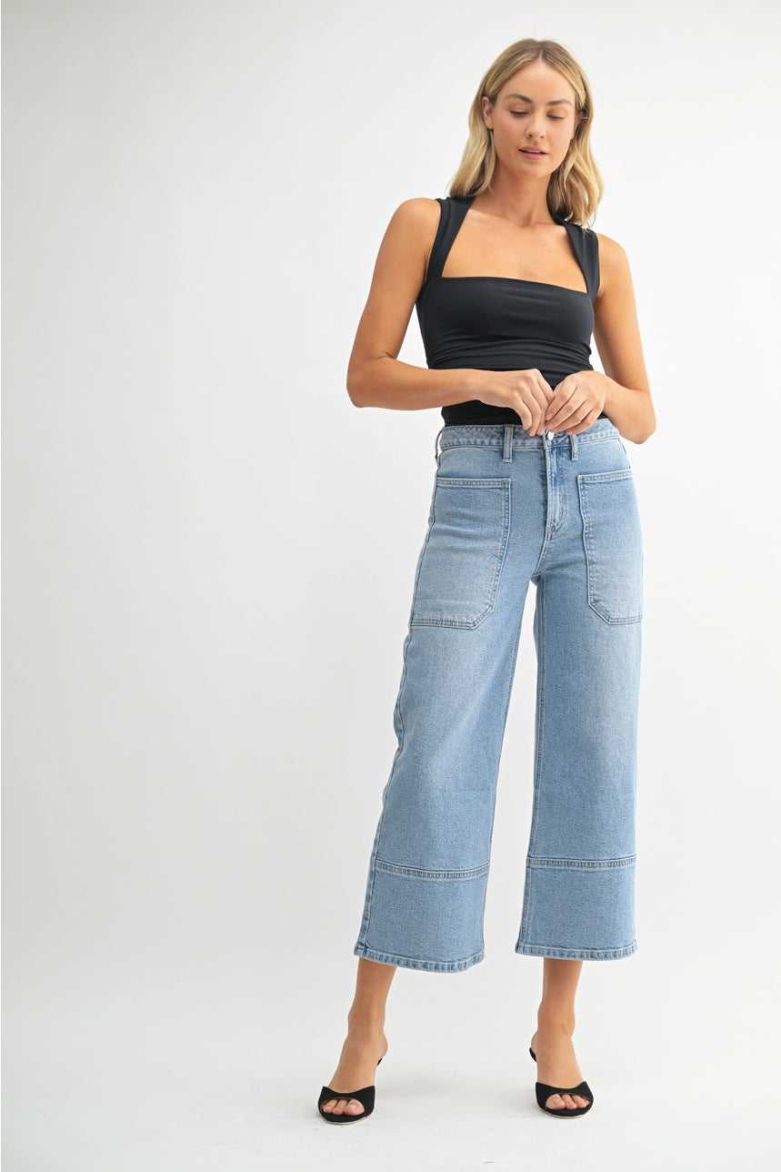 High Rise Cropped Wide Leg Jeans