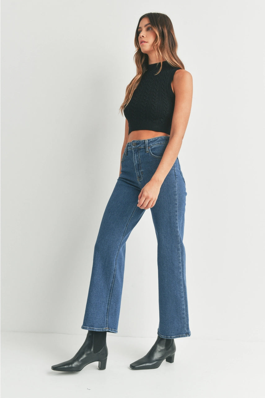 High Rise Full Length Straight Jeans